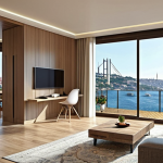 **

Prompt: "Charming Istanbul apartment with Bosphorus view, modern design, energy-efficient features, showcasing smart home technology, sunny day, high-resolution."

**